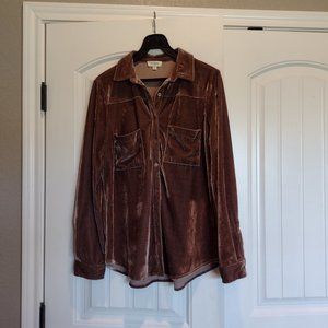 Velvet/velour Button Down Shirt Umgee Size M